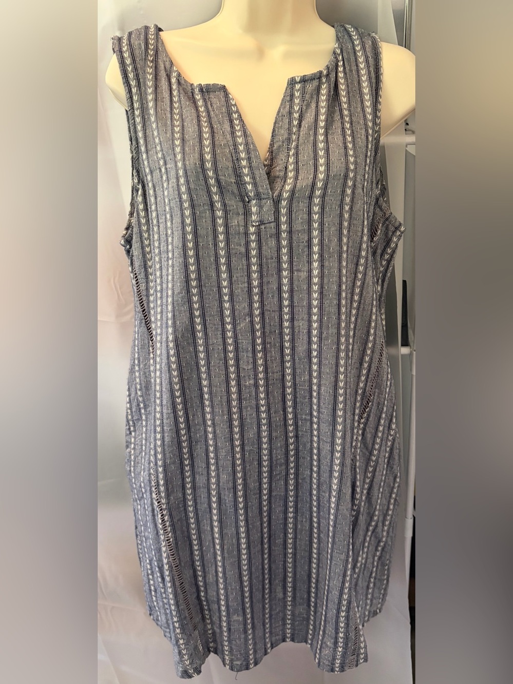 Solitaire Gray Striped Sleeveless Mini Dress